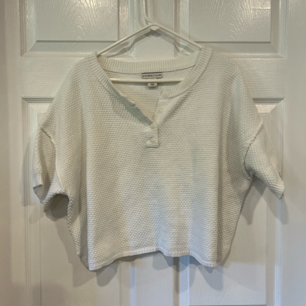 Sincerely Jules White Waffle-Knit Crop Top